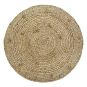 Tapis rond jute avec pompons SISKA
