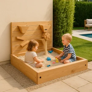 Bac à sable en bois avec couverture | Aire de Jeux d'extérieur pour enfants (1-6 ans)