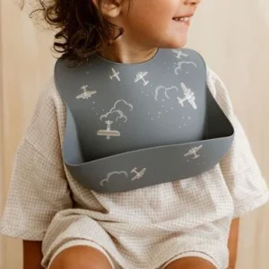 Bavoir en silicone bleu - Aviateur