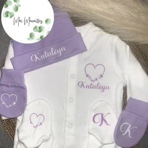 Tenue de naissance | Coeur fleuri