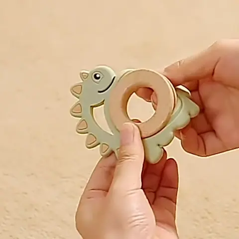 Anneau de dentition-Dinosaure en Bois de Silicone
