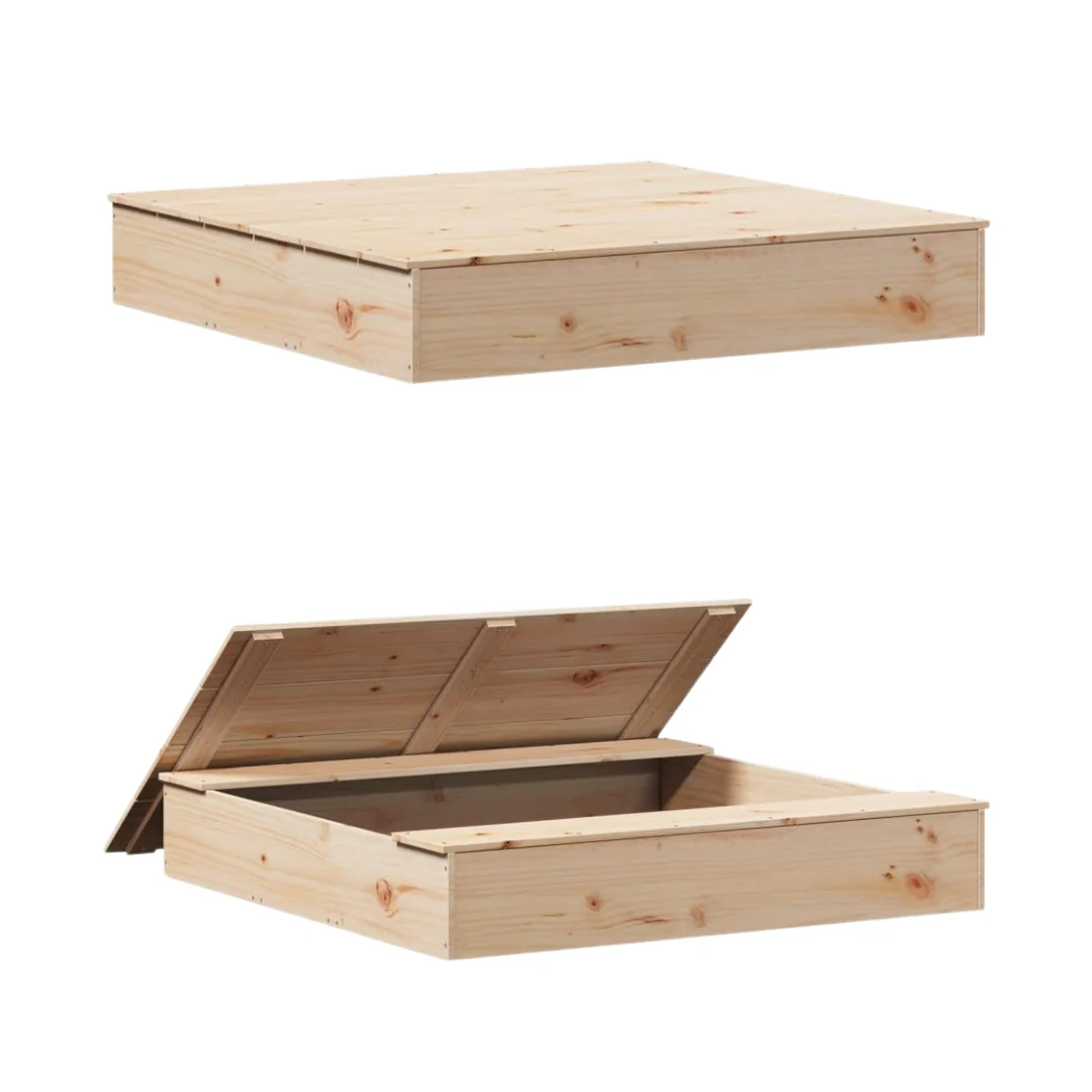 Bac à sable en bois massif avec couvercle – Éveil Montessori pour enfants de 1 à 6 ans au jardin – Image 2