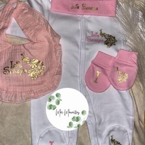 Tenue de naissance | Paon 🦚 avec bavoir