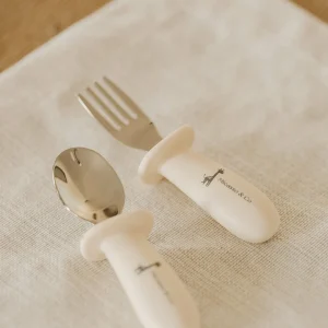 Ensemble de cuillère et fourchette en silicone et métal