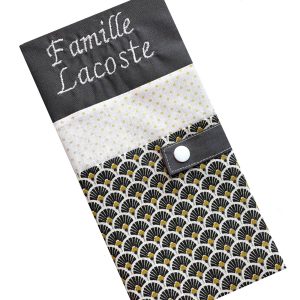 Protège livret de famille personnalisable - Noir éventails