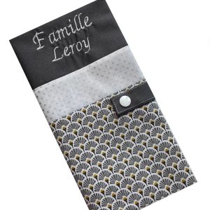 Protège livret de famille personnalisable - Gris éventails
