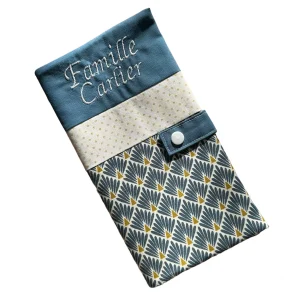Protège livret de famille personnalisable - Bleu losanges