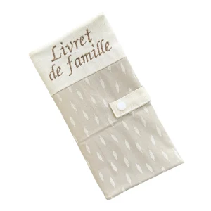 Protège livret de famille personnalisable - ecru plumes