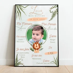 Affiche Baptême, anniversaire personnalisé