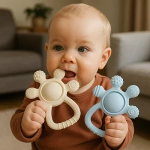 Anneau de dentition bébé en Silicone sans BPA | Apaisant dès 3 mois