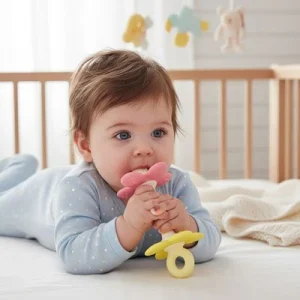 Anneau de dentition bébé florale en silicone – Apaisant dès 3 mois