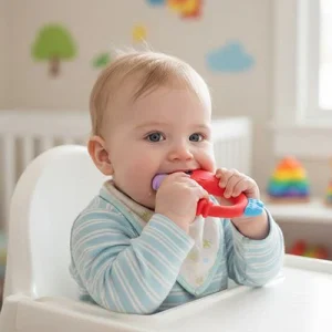 Anneau de dentition bébé apaisant – Poussin coloré dès 3 mois