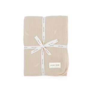 Couverture mousseline brodée - Pampa/Crème