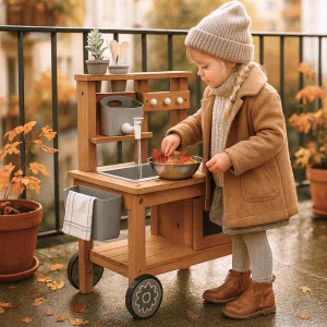 Cuisine en bois enfant 2-5 ans - Mud Kitchen 4 saisons intérieur / extérieur- Aire de Jeux Montessori