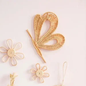 Décoration murale "Papillon" en rotin au style osier Bohème