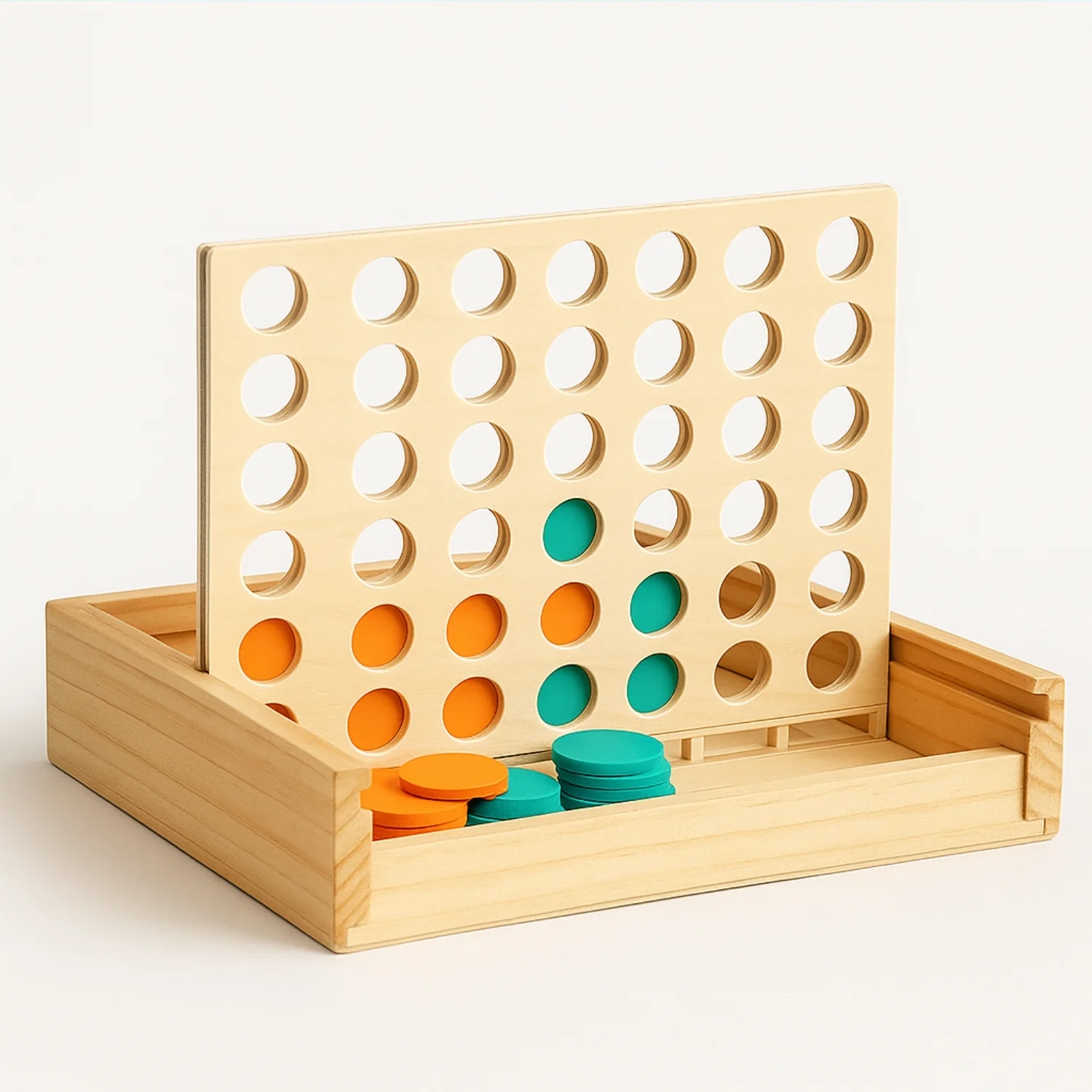 Puissance 4 en Bois Compact – Enfant 3-99 ans et + Jeu de Plateau 4 à la suite - Idéal Voyage en Famille