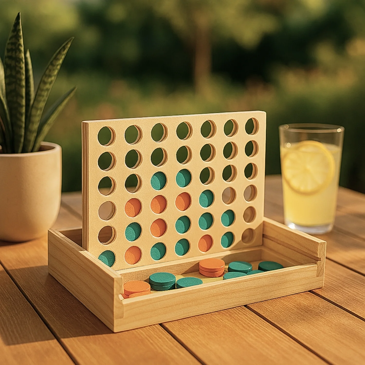 Puissance 4 en Bois Compact – Enfant 3-99 ans et + Jeu de Plateau 4 à la suite - Idéal Voyage en Famille – Image 2