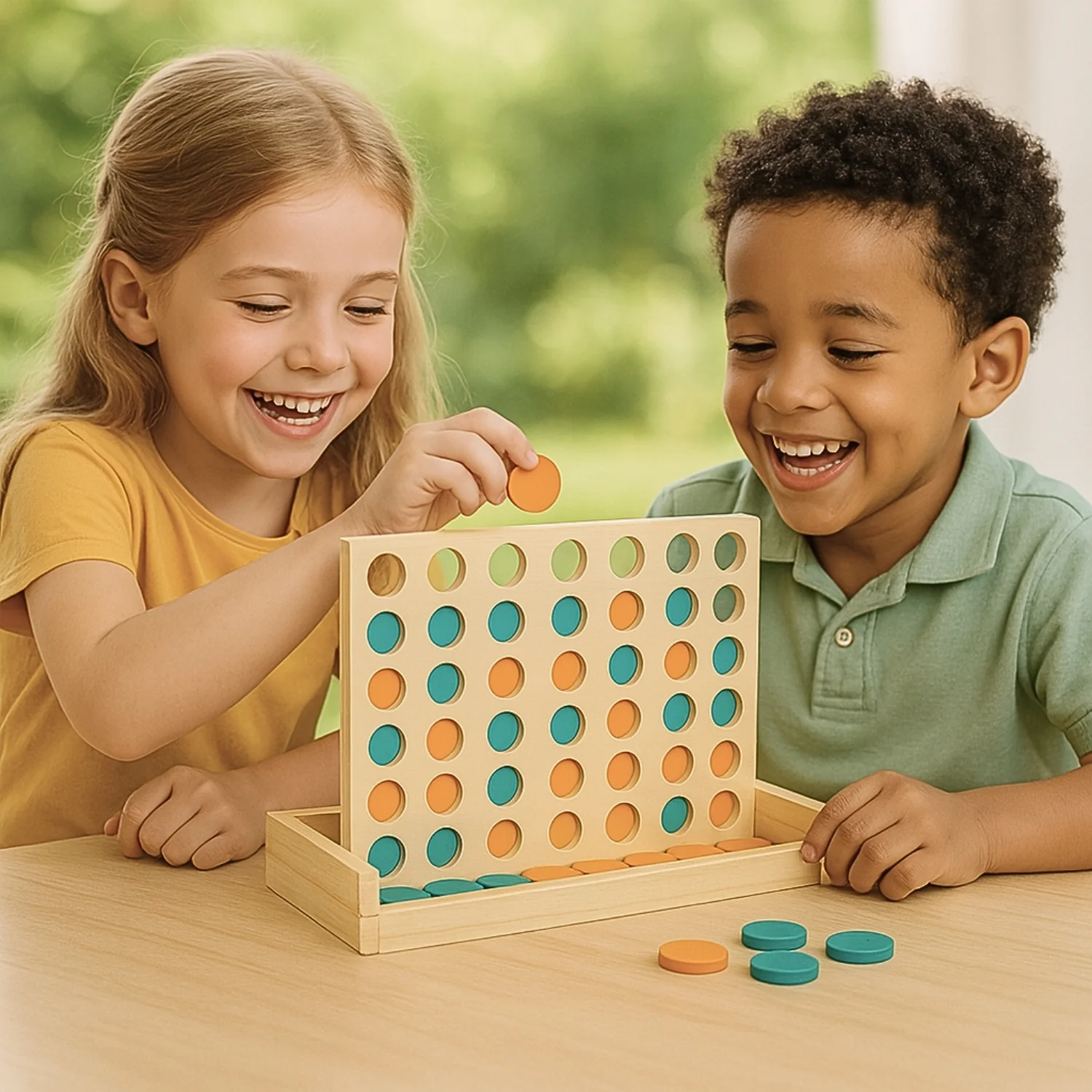 Puissance 4 en Bois Compact – Enfant 3-99 ans et + Jeu de Plateau 4 à la suite - Idéal Voyage en Famille – Image 4
