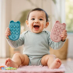 Jouet bebe 1 an | Téléphone en Silicone, Anneau de dentition