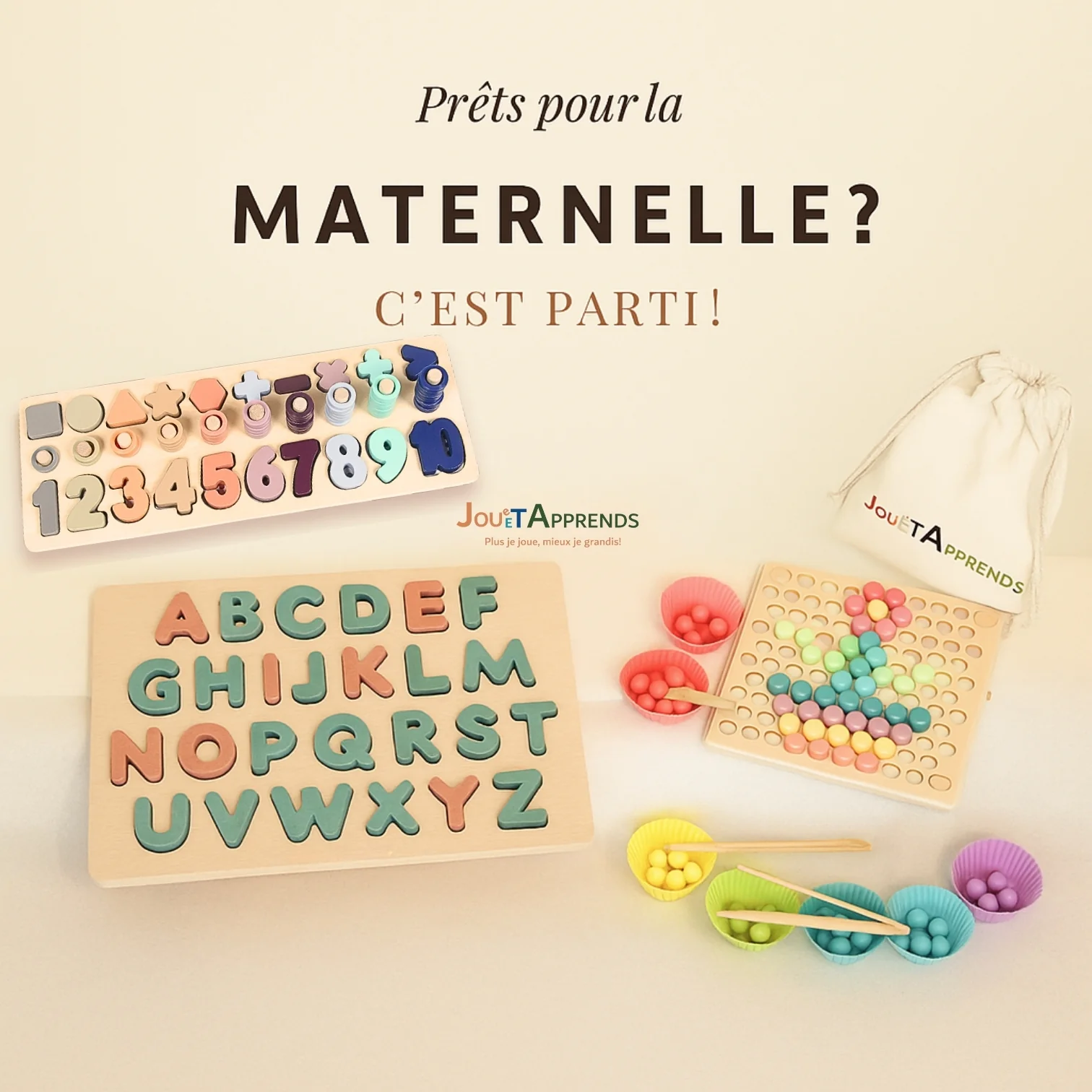 Kit Éducatif Montessori - Maternelles 123 ABC – Jeux Alphabet, Chiffres & Motricité bois| Enfants 3-6 ans