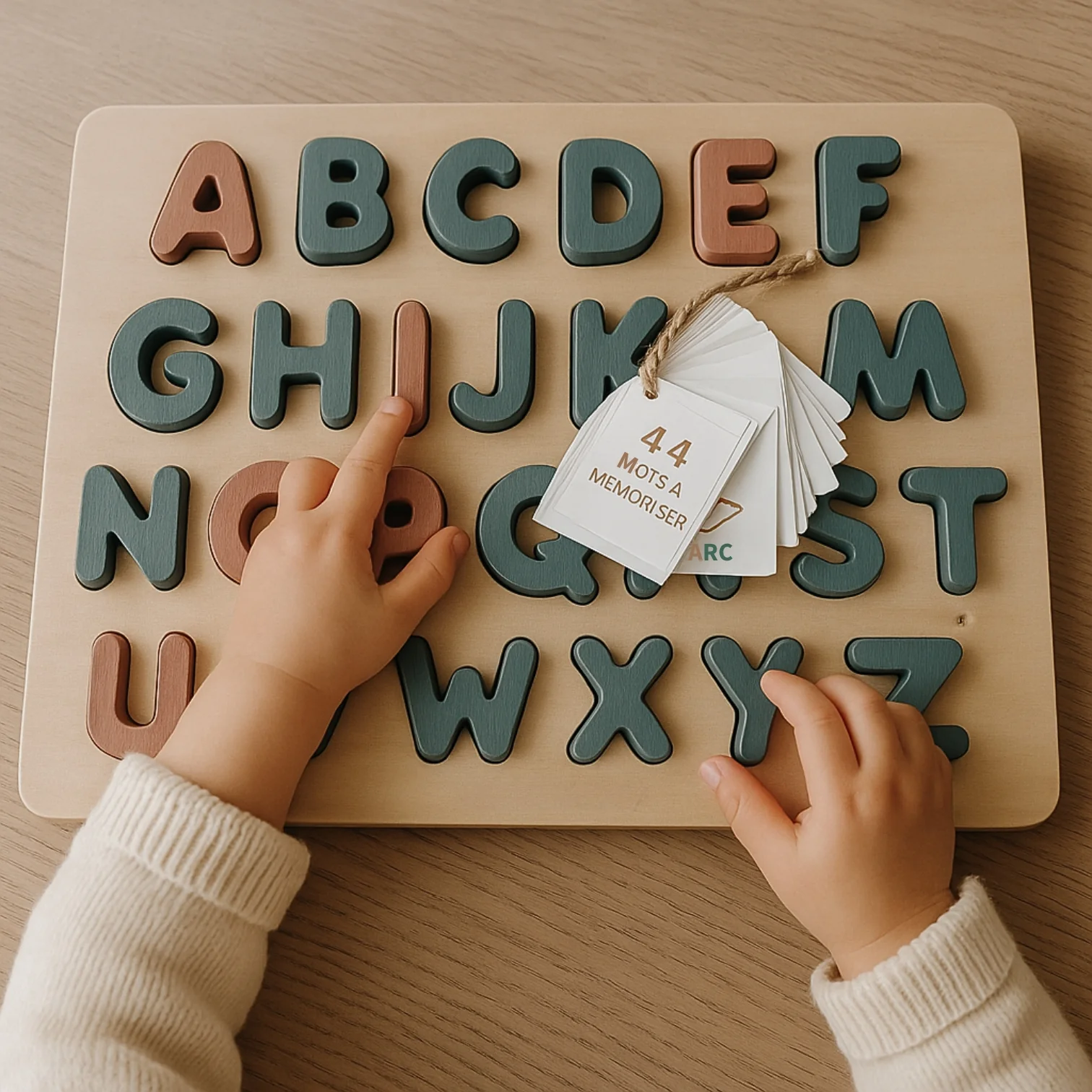 2 en 1 ABC Puzzle de Lettres Alphabet en bois à encastrer et Jeu de mémoire des mots – Image 2