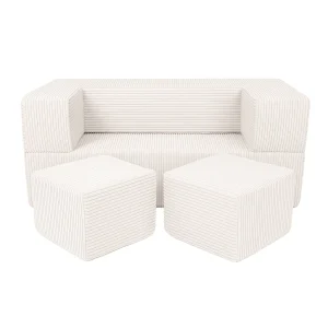 Canapé modulable Cube en velours Corduroy à larges côtes Aesthetic | 4 Pièces