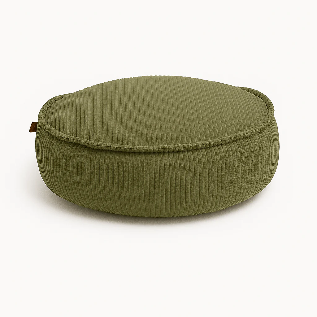 Coussin de sol rond en velours Corduroy à larges côtes Aesthetic – Image 2