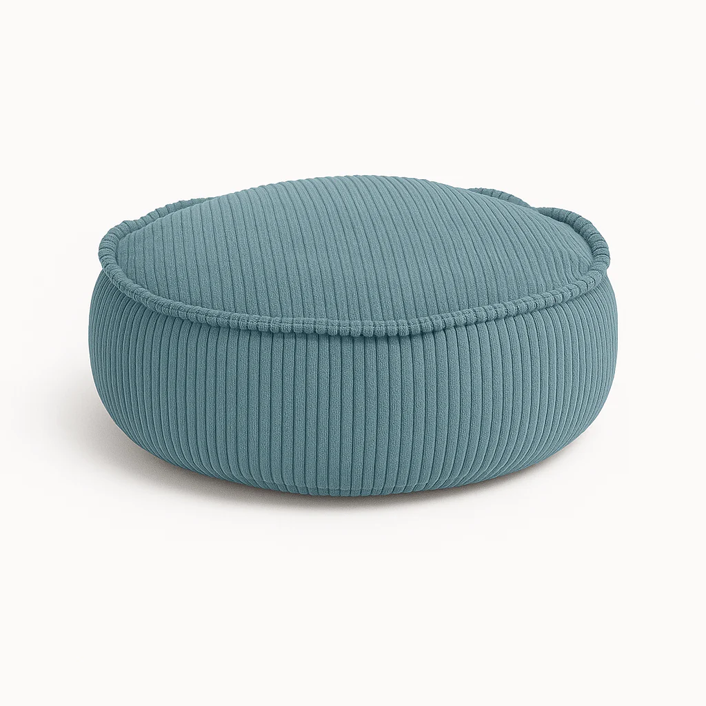 Coussin de sol rond en velours Corduroy à larges côtes Aesthetic – Image 3