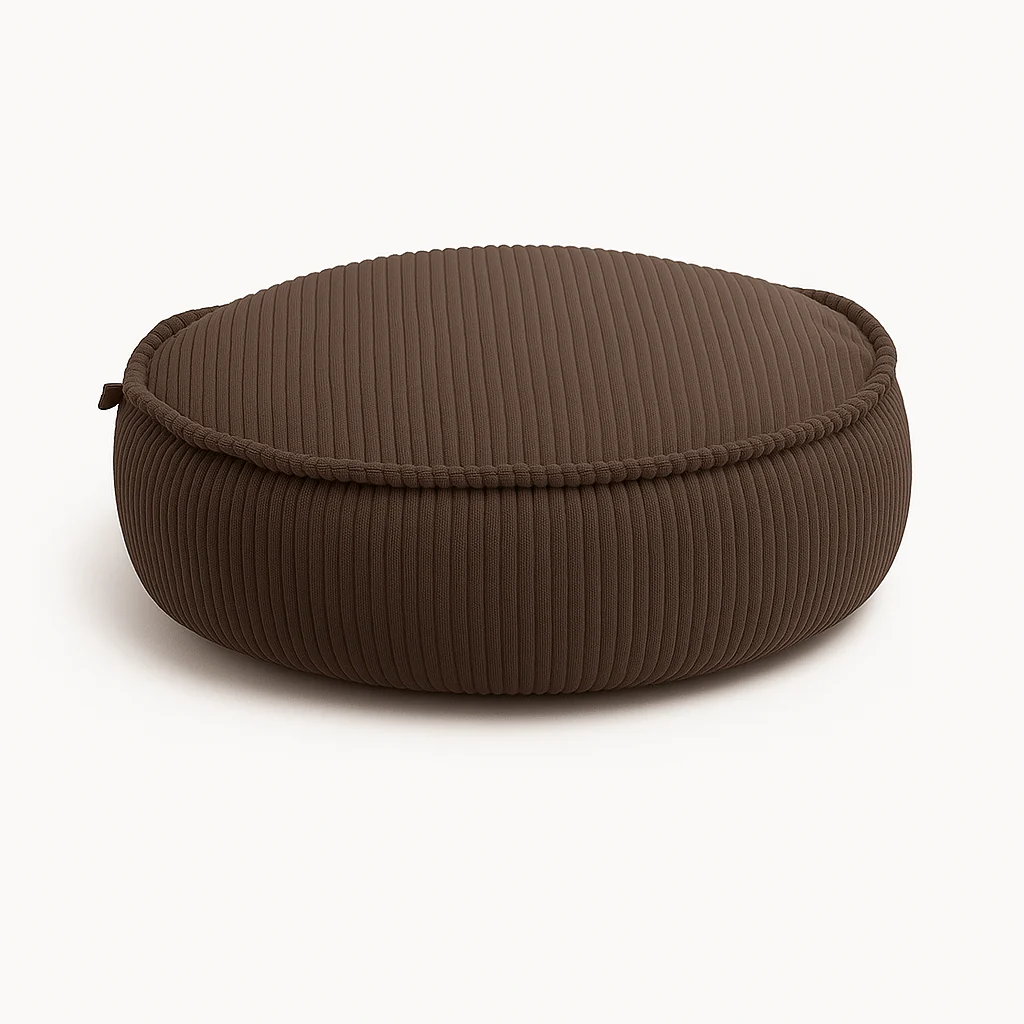 Coussin de sol rond en velours Corduroy à larges côtes Aesthetic – Image 5