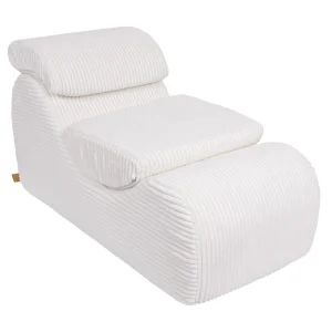 Fauteuil lounge en velours côtelé Churros - Blanc