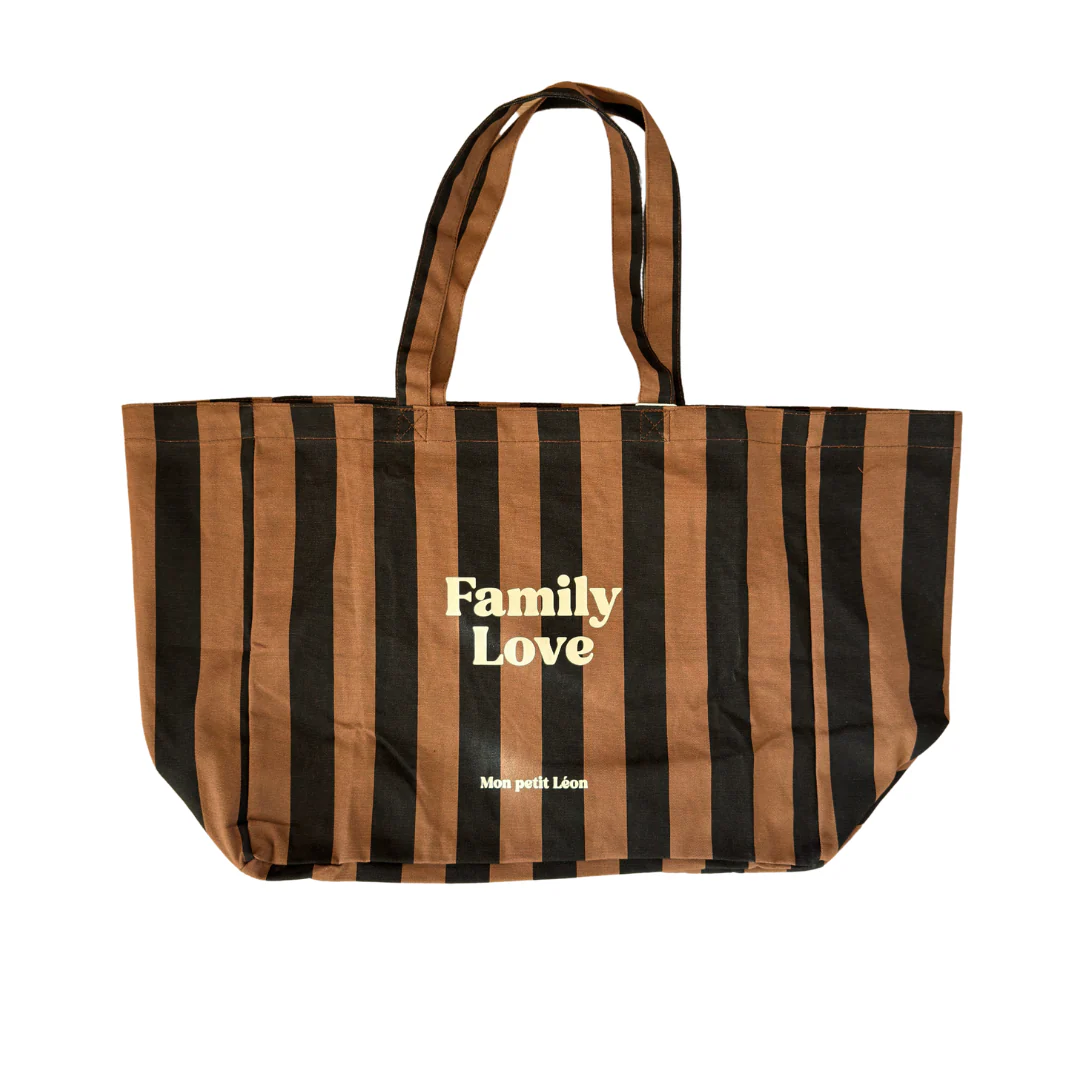 Cabas FAMILY LOVE - Rayé Noir/Marron