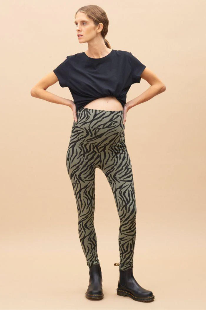 Legging de grossesse en coton bio Zèbre – Image 3