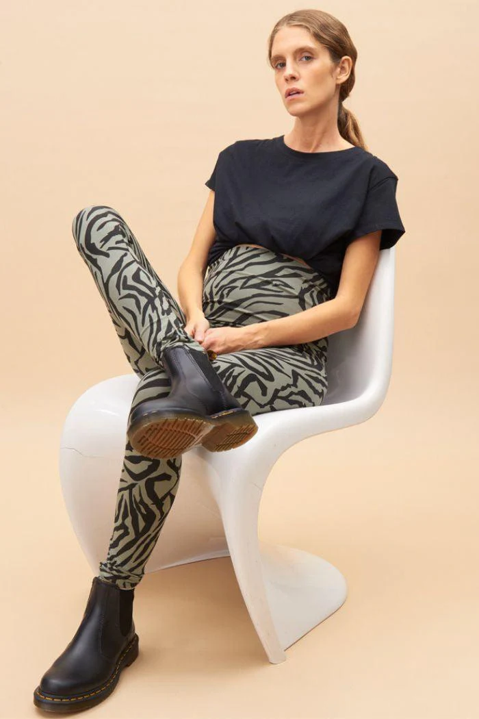 Legging de grossesse en coton bio Zèbre – Image 4