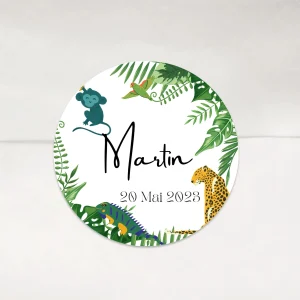 Stickers autocollant Jungle Léopard Baptême