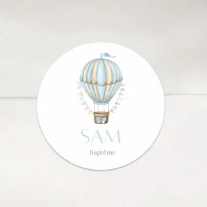 Stickers Baptême Montgolfière