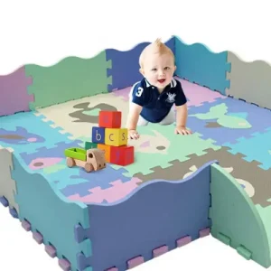 Tapis mousse pour bebe: Tapis de jeux et d'éveil avec rebords de protection